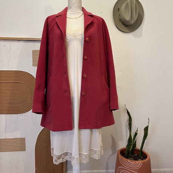 Pendleton Pink 100% Lambswool Long Button Front Peacoat Winter Coat - Picture 1 of 15